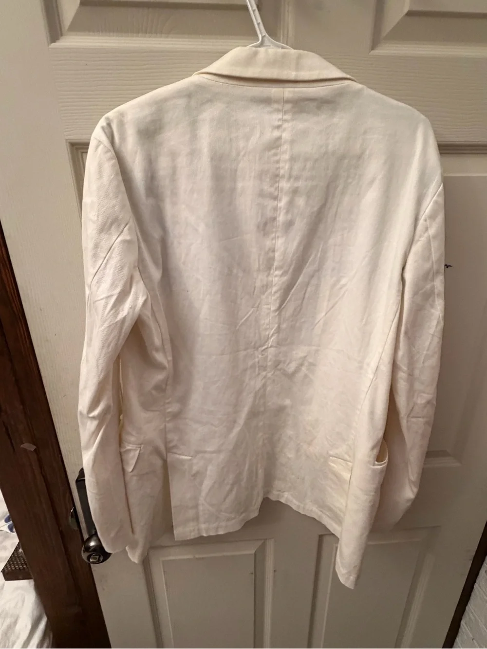 Burberry Cream Single-Breasted Blazer with Checked Lining